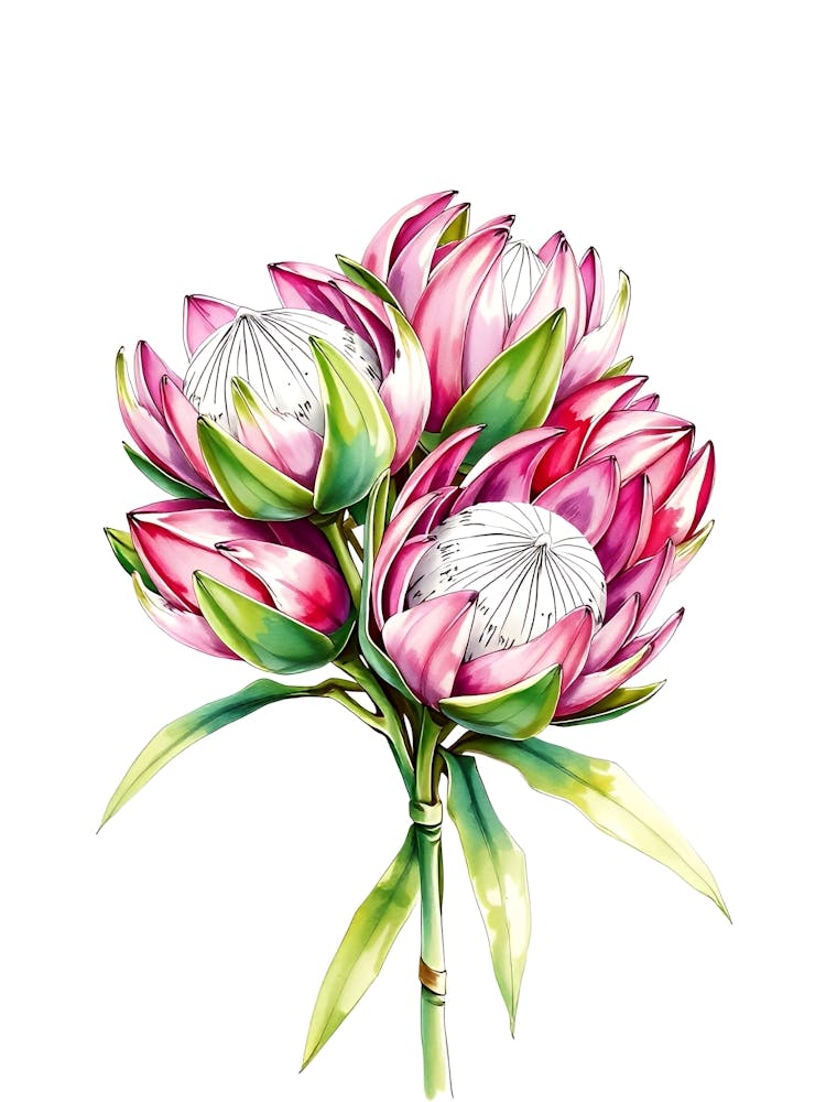Watercolor Proteas