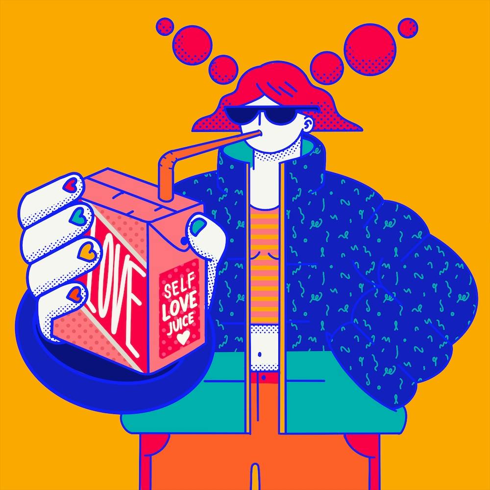 Self Love Juice Navy & Orange Square