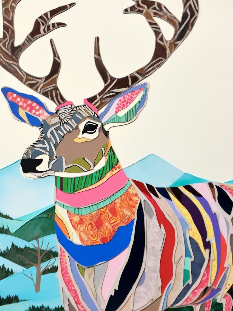 Maximalist Animal Painting Caribou 1