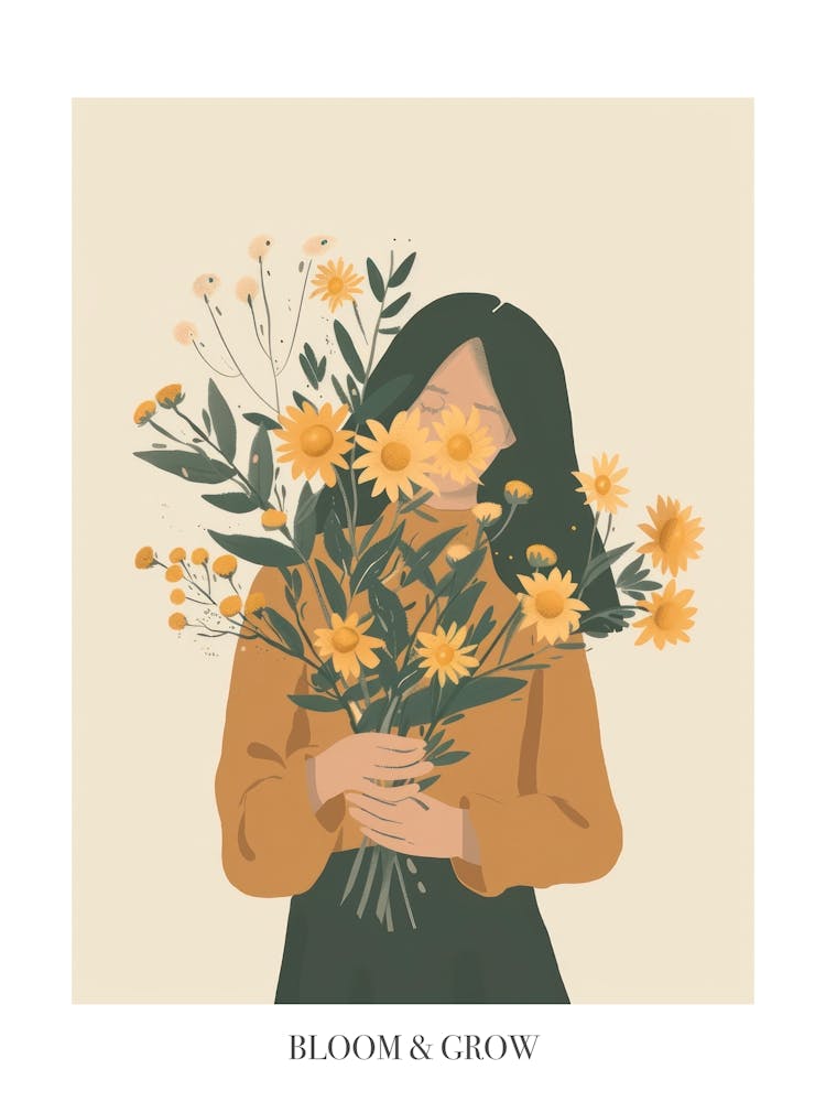 Bloom And Grow Spring Girl With Yellow Flowers 3