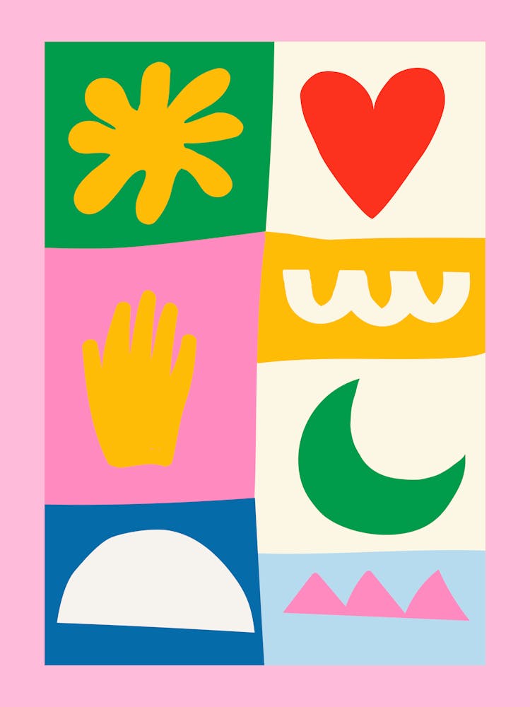 Pink Shapes Abstract Print 1