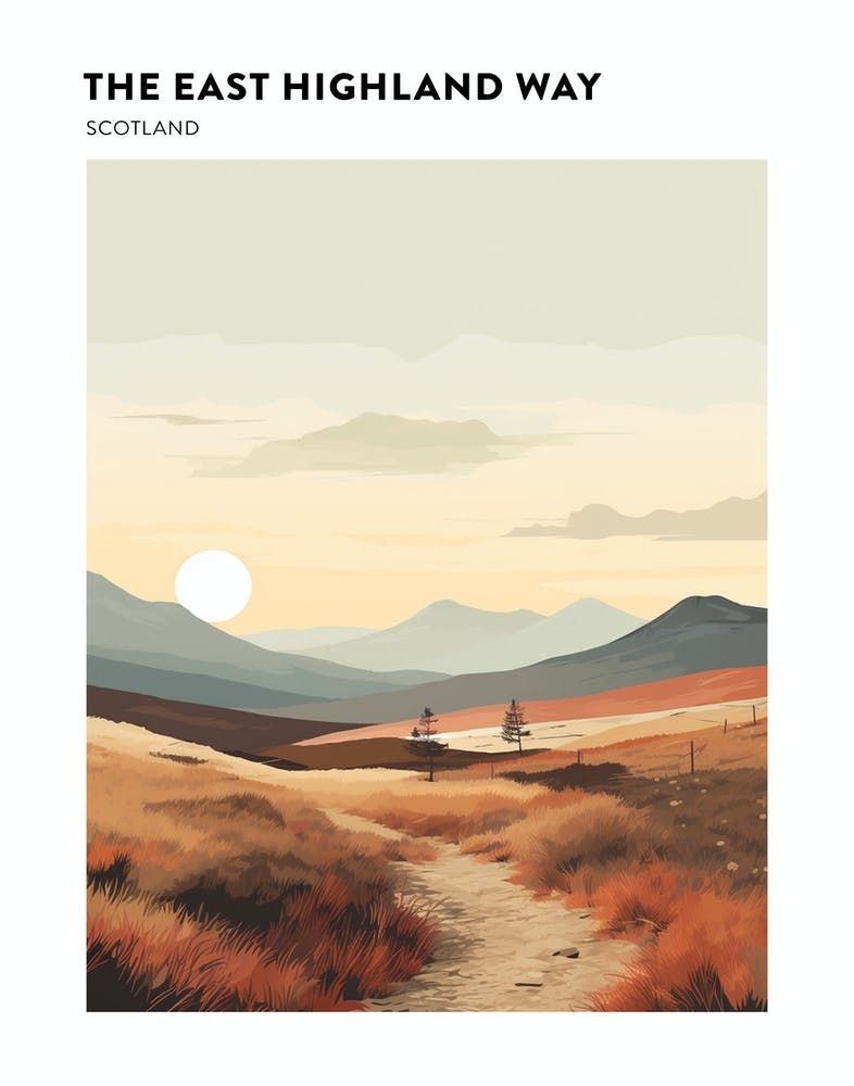 The East Highland Way Scotland 3 Hiking Trail Landscape Poster