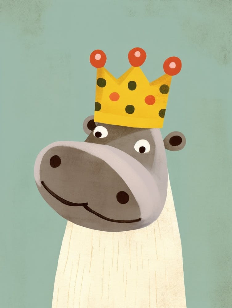 Little Hippo 7 Wearing A Crown