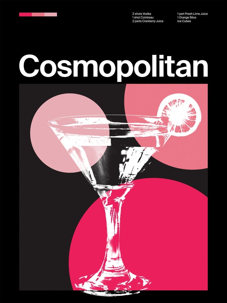 Mid Century Dark Cosmopolitan Cocktail