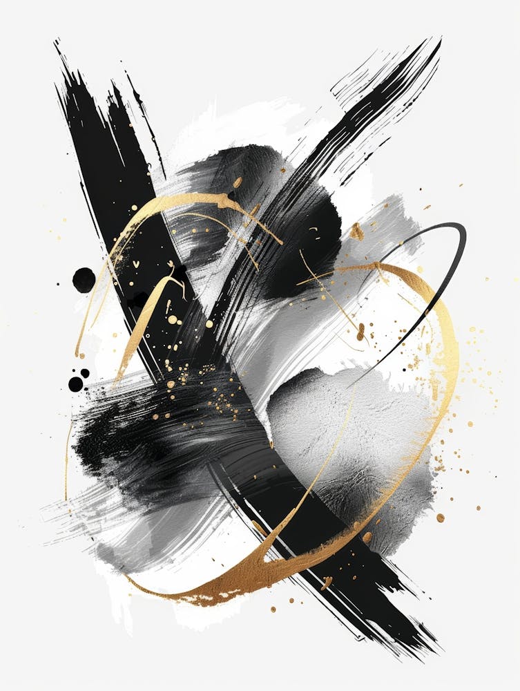Abstract Black And Gold Painting 48