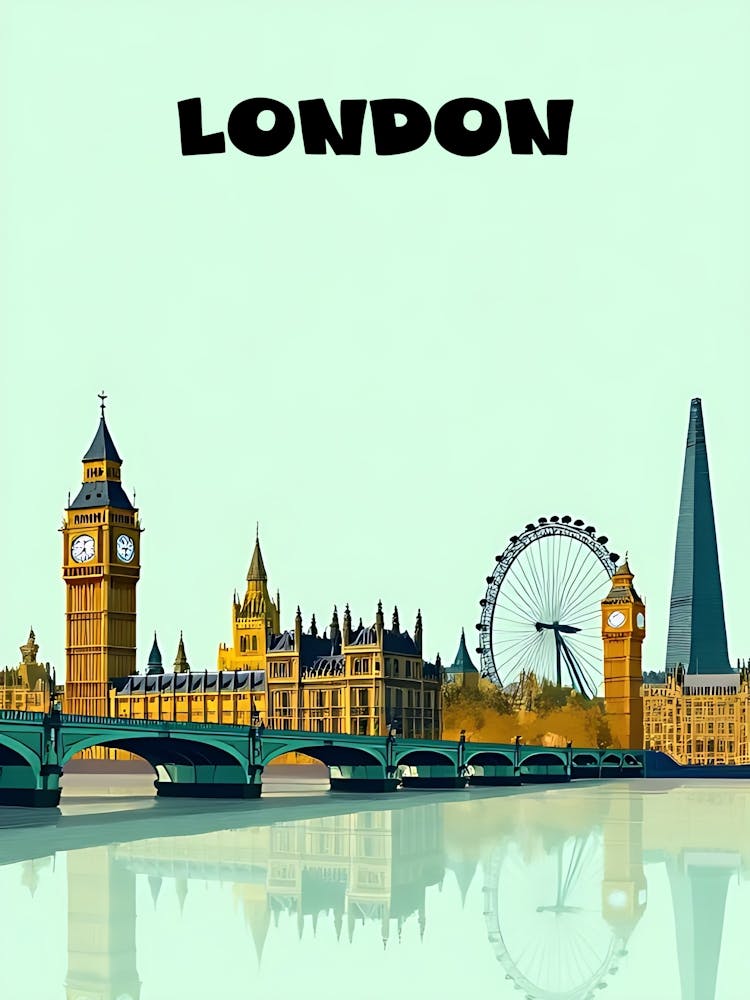 London Digital Art Vintage Travel Poster 07