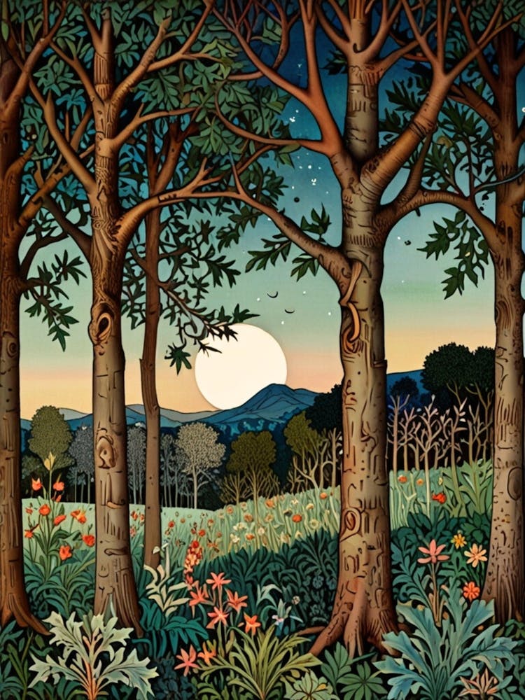 William Morris Moonlight In The Woods 74