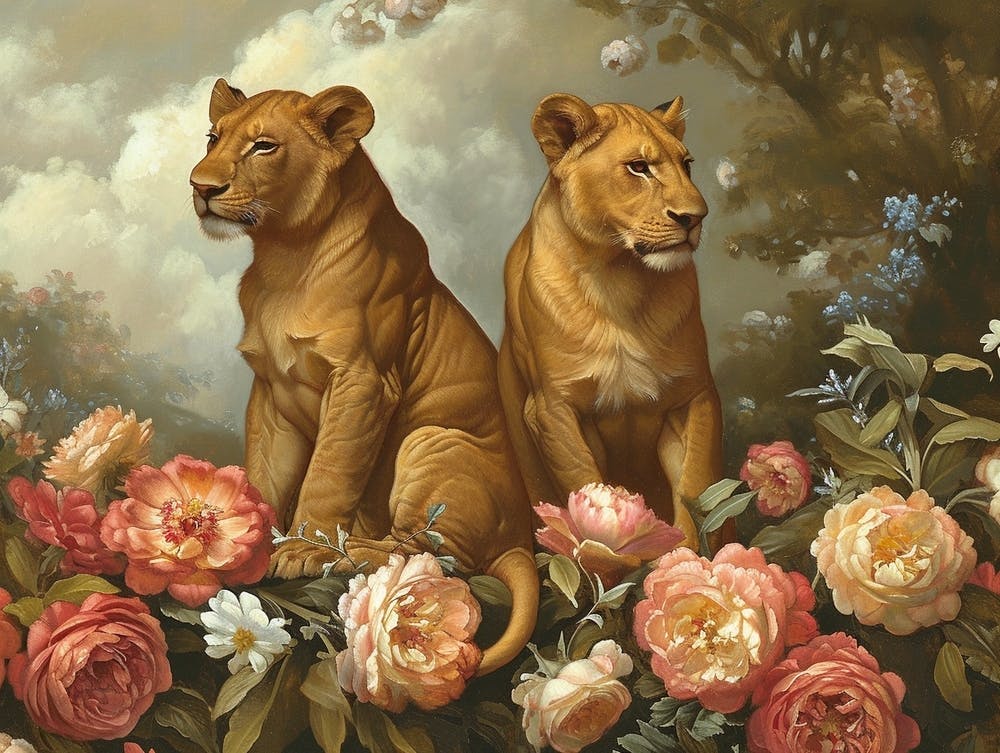Blumen-Tier-Illustration Löwe 4