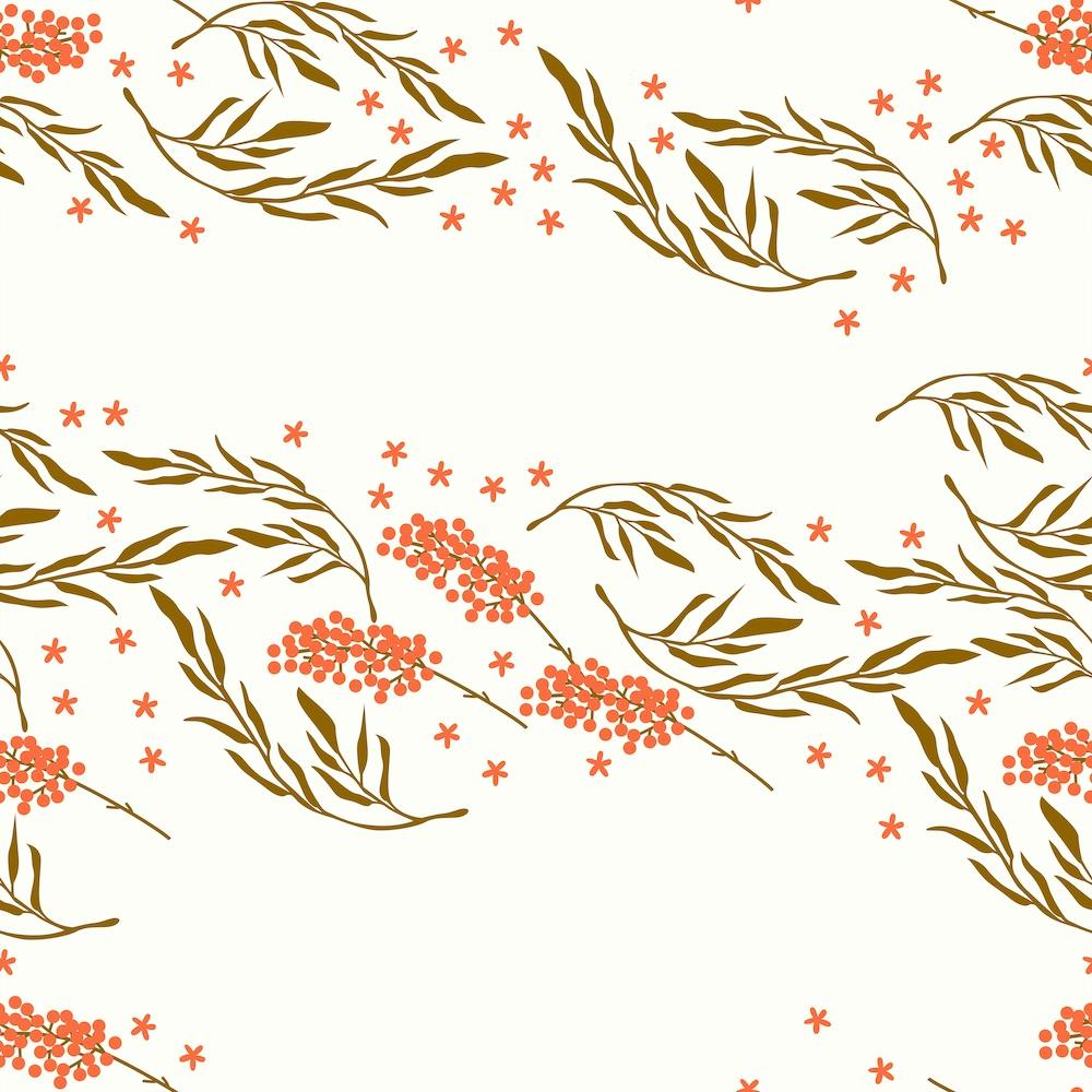 Golden Florals On White Pattern Square