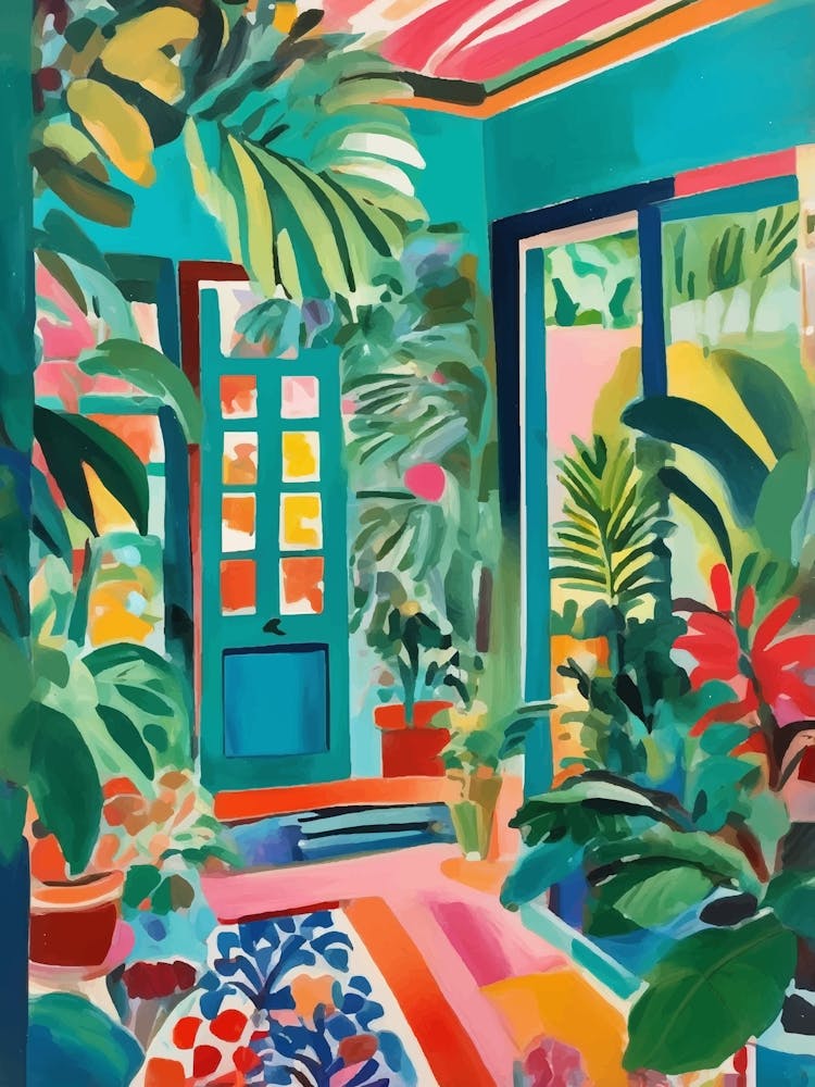 Tropical and colorful living room