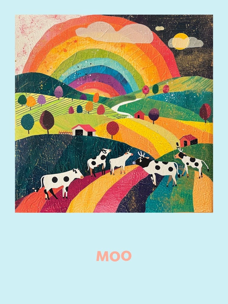 Moo Rainbow Cow Print 1