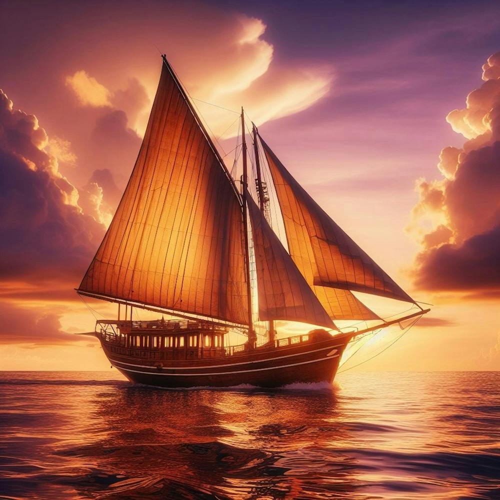 Sailboat At Sunset 1