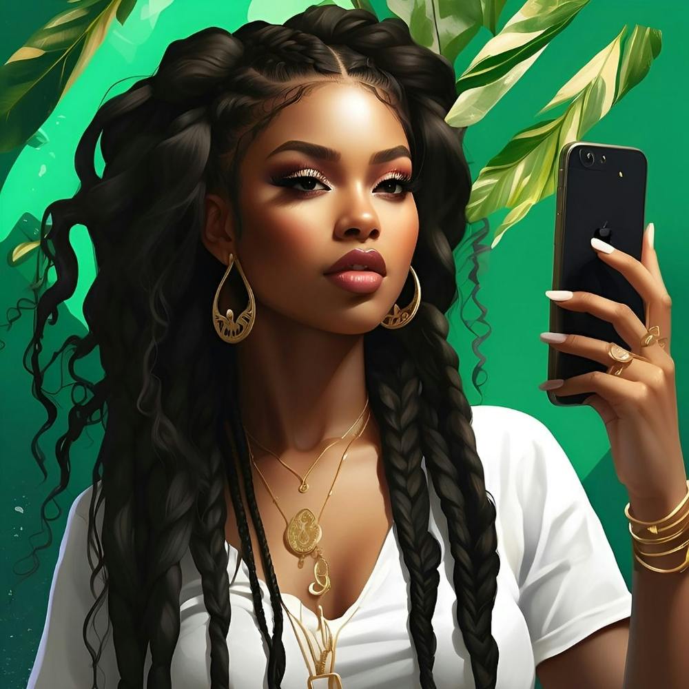 African Woman Taking Selfie