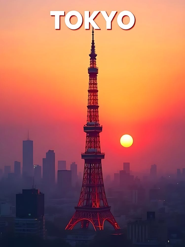 Tokyo Japan Vintage Digital Travel Poster 4