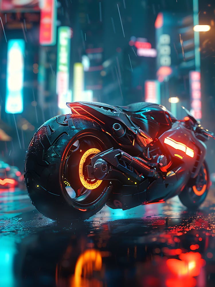 Motorcycle In The Rain 1