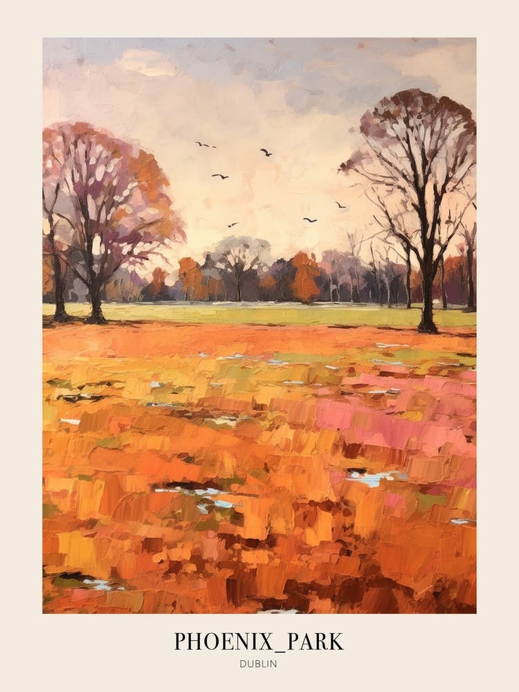 Autumn City Park Painting Phoenix Park Dublin 3 Poster