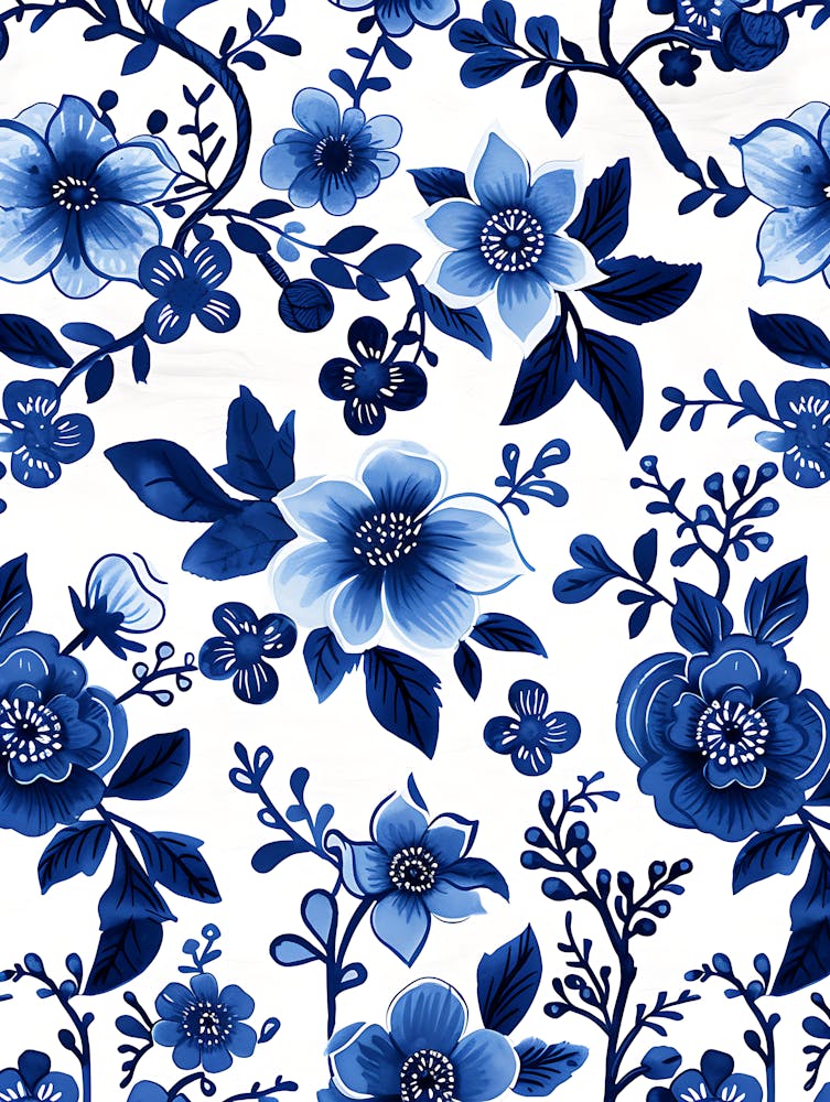 Blue And White Floral Pattern 10