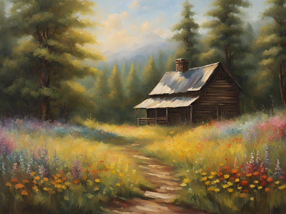 Sun Kissed Meadow Embraced By A Majestic Forest 1