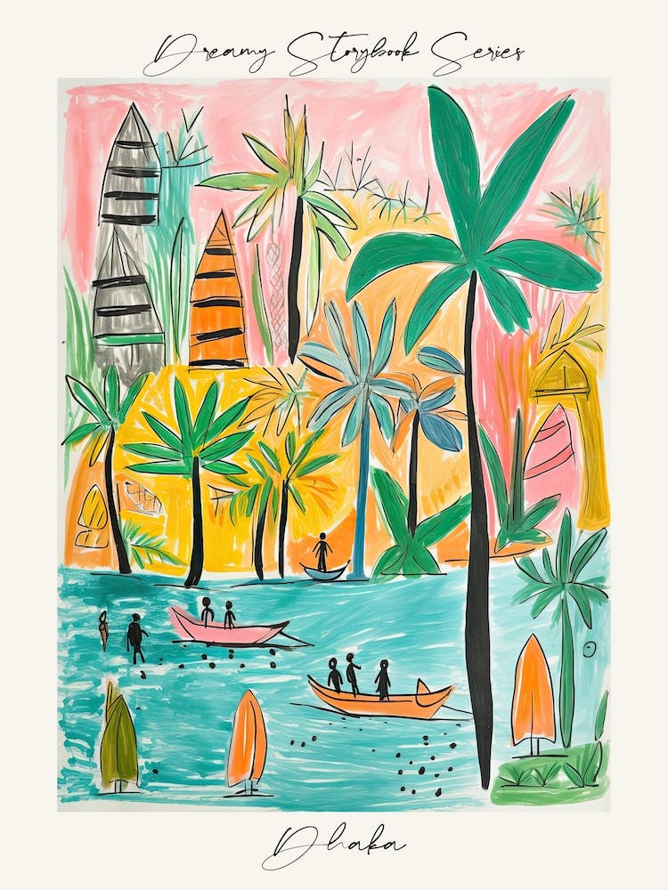 Poster Of Dhaka, Dreamy Storybook Illustration 3