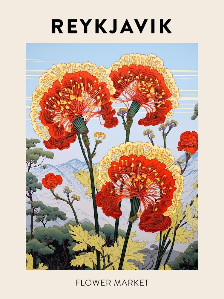 Reykjavik Iceland Botanical Flower Market Poster