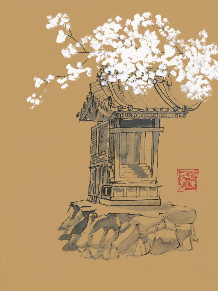 Shrine On Brown Paper