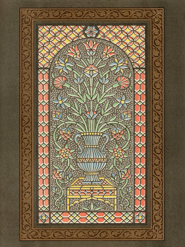 Vintage Arabesque Decoration, Plate No, 88, Emile Prisses D’Avennes, La Decoration Arabe