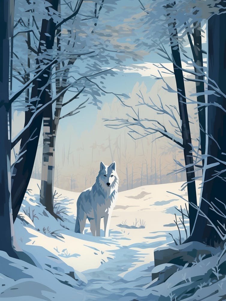 Loup Gris d'Hiver 2 Illustration