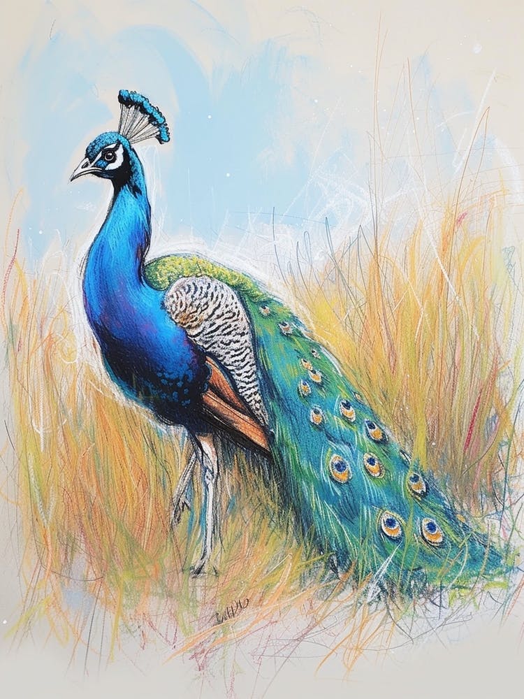 Peacock Walking Through The Grass 1