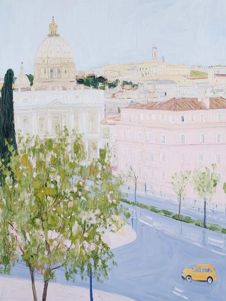 Travel Art Rome Italy View Of The City Painting
