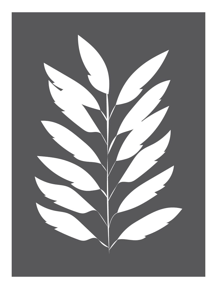 Minimalist Leaves Print in Grey