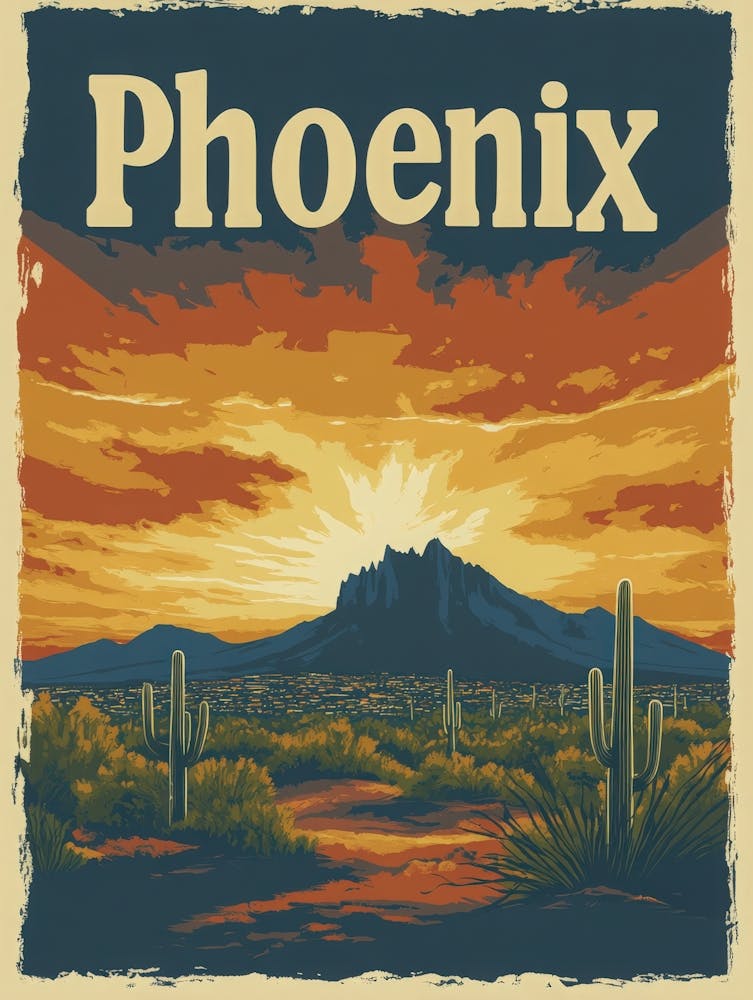 Aihrgdesign A Vintage Travel Poster Of Phoenix Featuring The
