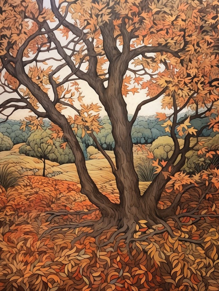 Boxelde 1 Vintage Autumn Tree Print 