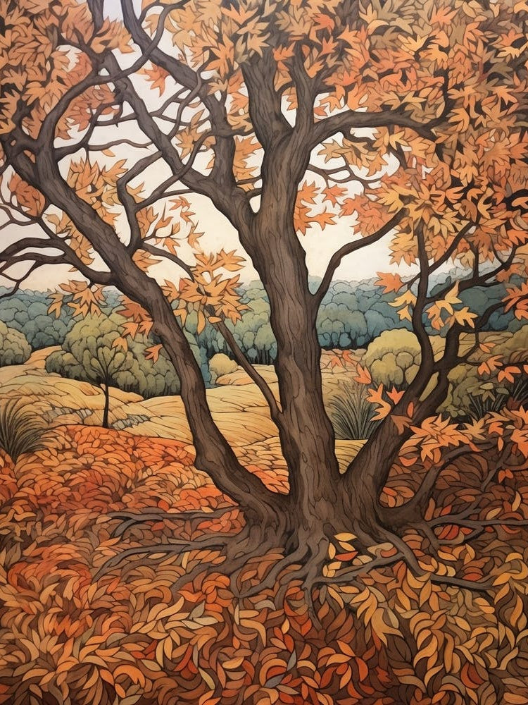 Boxelde 1 Vintage Autumn Tree Print 