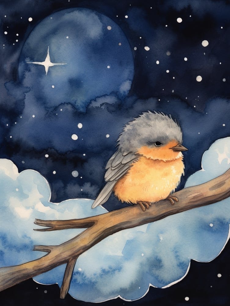 Baby Bird Sleeping In The Clouds