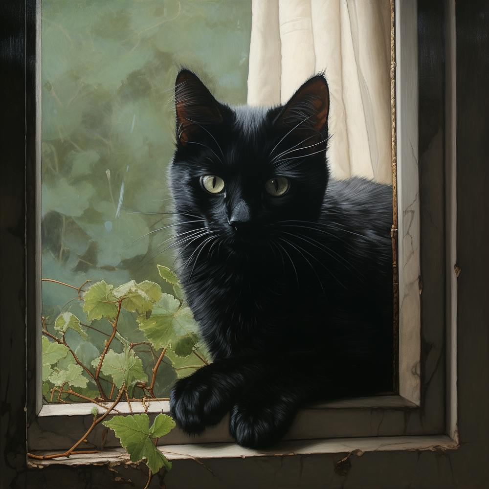 Black Cat In Window
