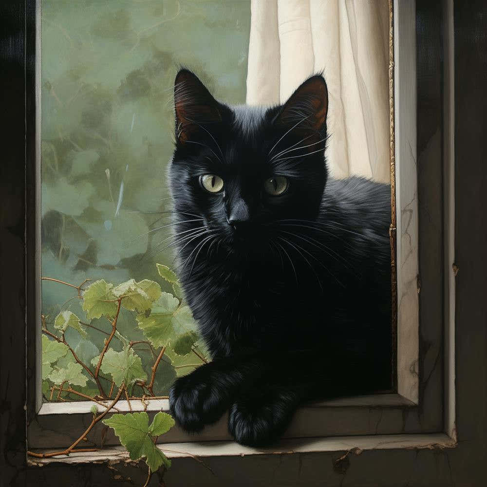 Black Cat In Window