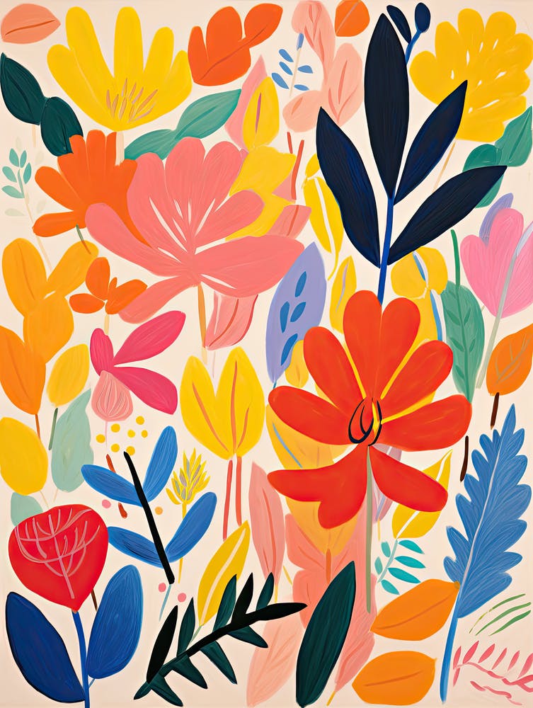 Matisse Style Floral Impression; Whimsical Blooms