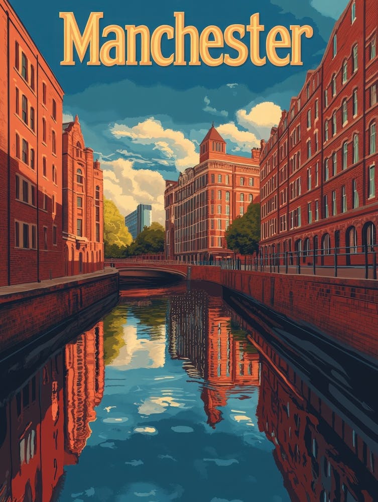 Aihrgdesign A Retro Travel Poster For Manchester 3