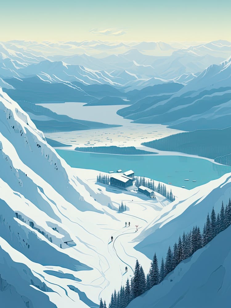 Hakuba   Nagano, Japan, Ski Resort Illustration 3 Simple Style