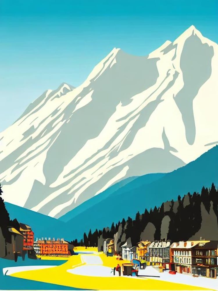 Chamonix, Frankreich Mid-Century Vintage-Ski-Poster