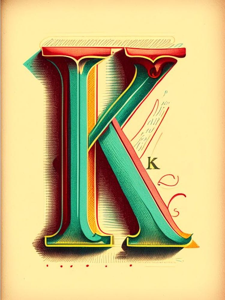 K, Letter, Alphabet Vintage Sketch 1