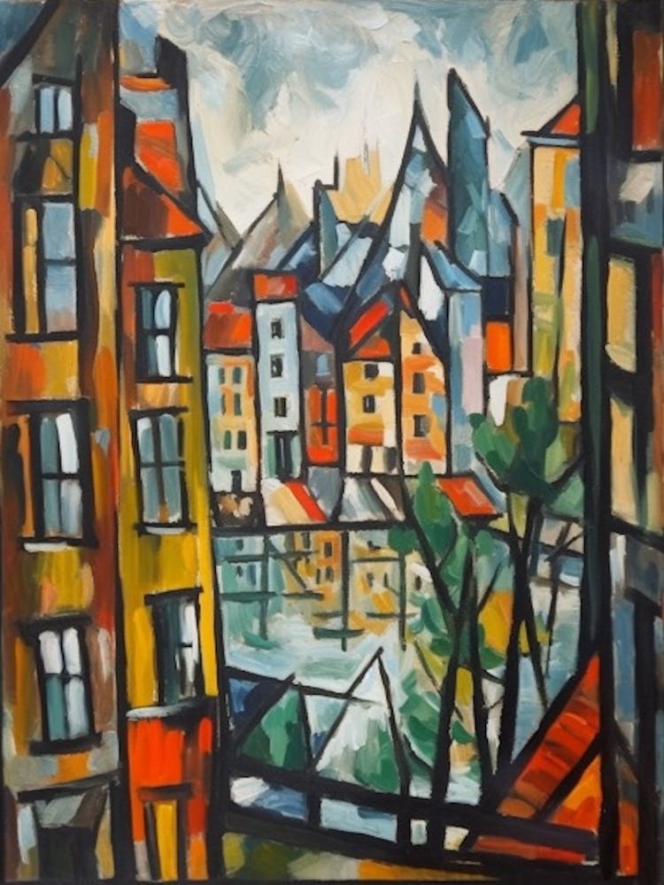 Fensterblick Amsterdam Im Stil des Kubismus 1