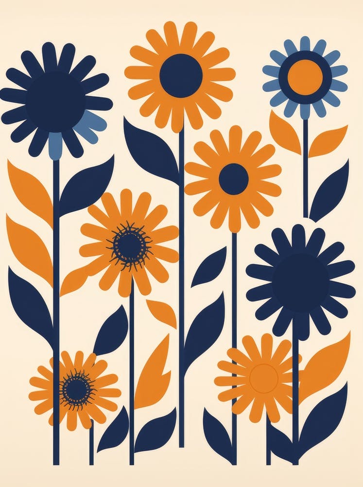 Flowers In Blue And Orange
