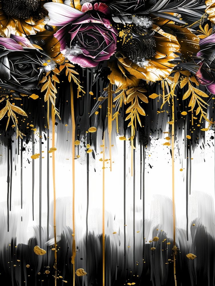 Black And Gold Flowers 12
