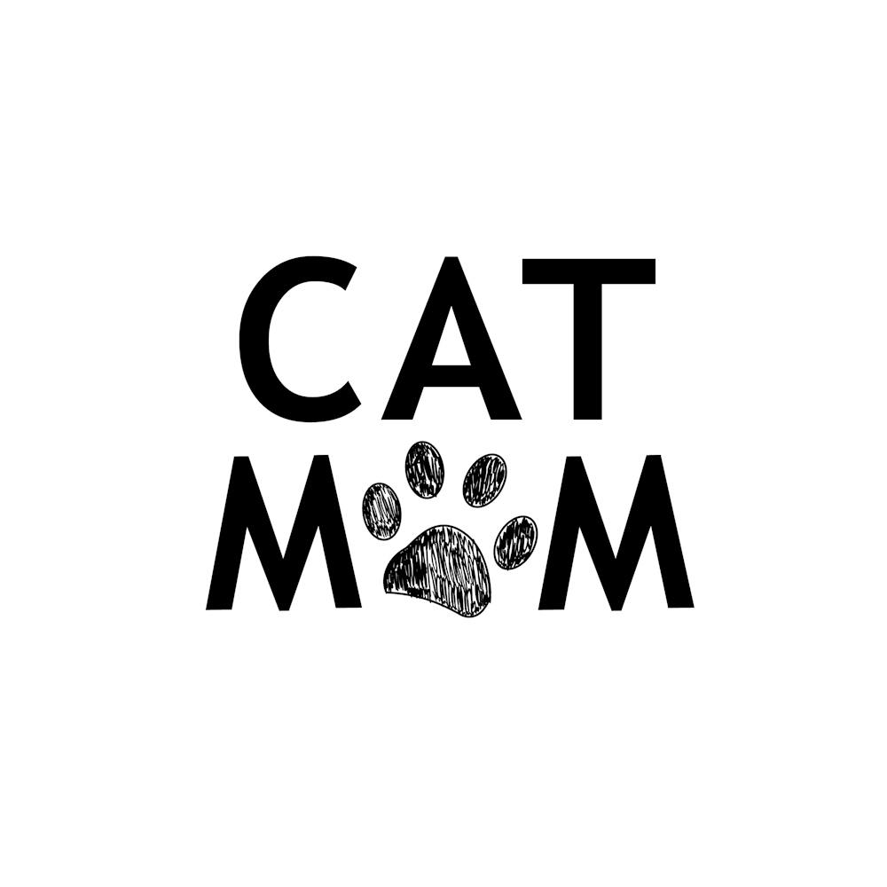 Cat Mom Text With Black Paw Print