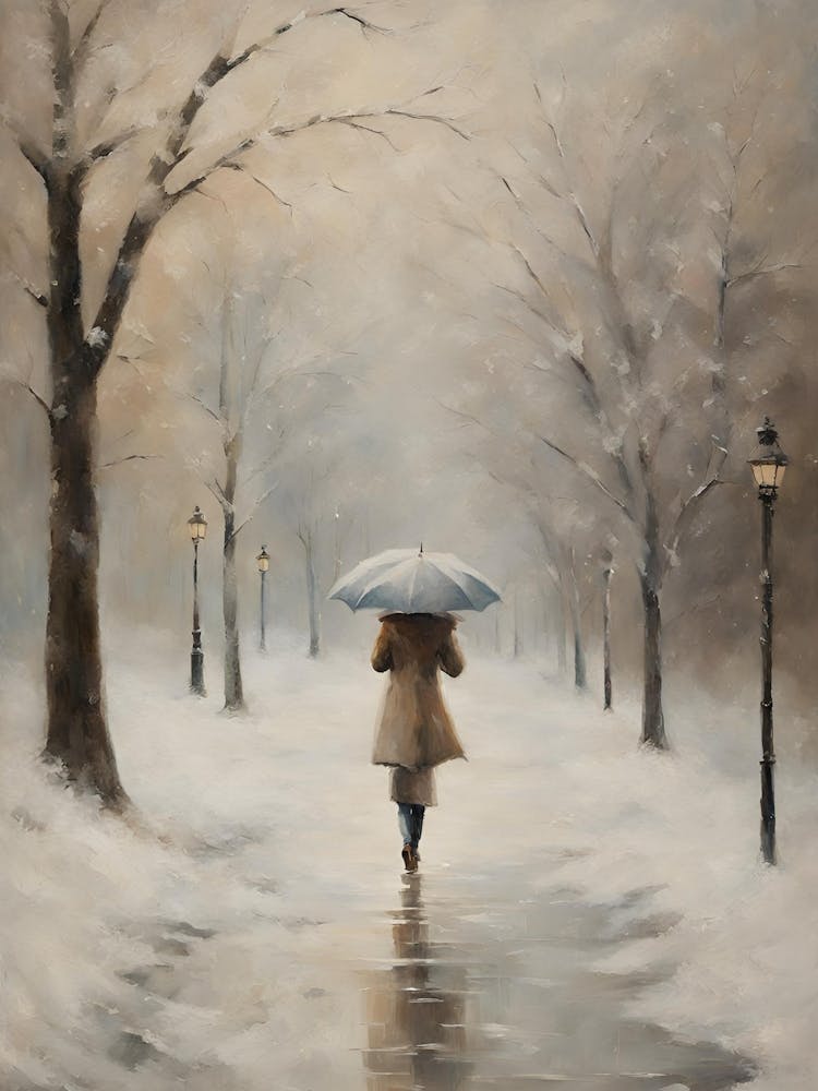 Woman Walking In The Snow 1