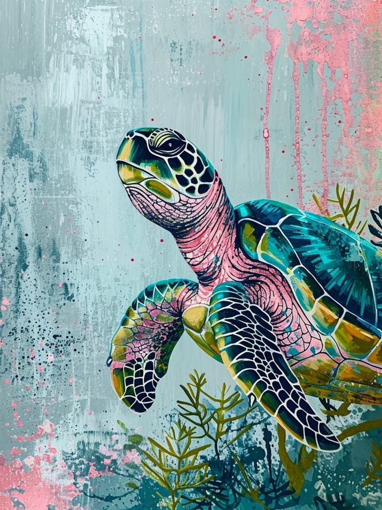 Sea Turtle Exploring The Ocean Painting 2