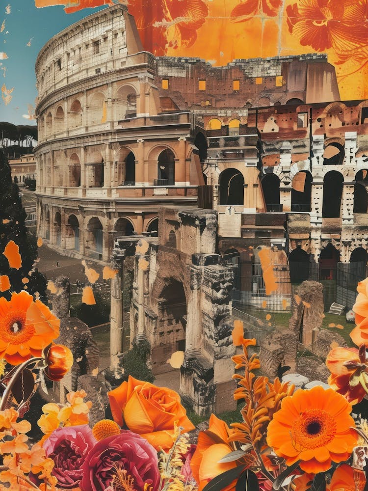 Rome   Floral Retro Collage Style 2