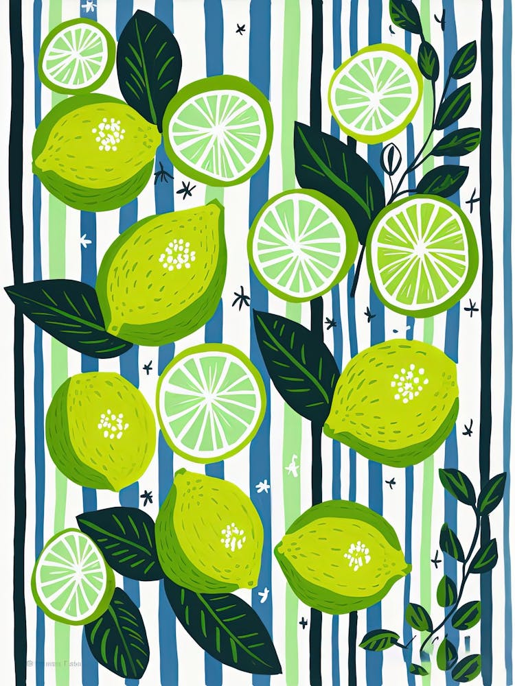 Limes Fruit Summer Illustration 3