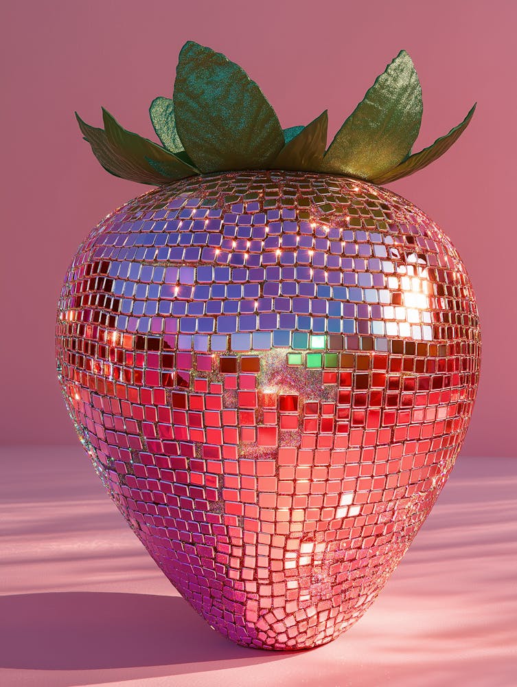 Fraise Boule Disco Peinture Maximaliste